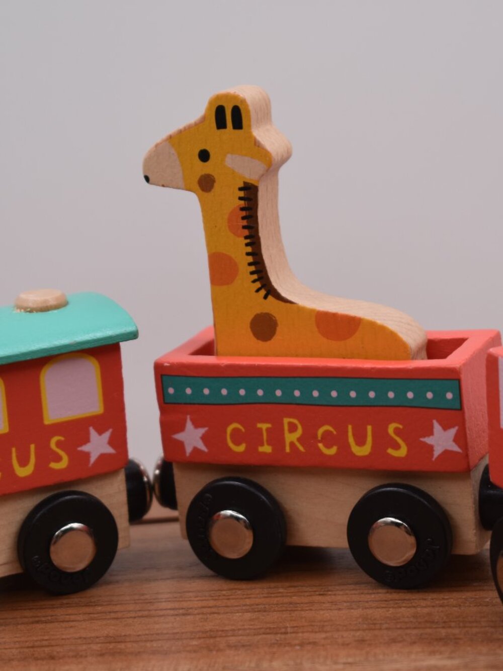 Janod Circus Train Wooden Trains N.1 Caboose Engine Cargo Cars Juratoys France - Picture 5 of 8